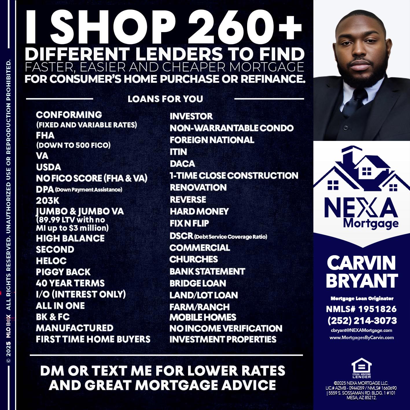 I SHOP +260 - Carvin Bryant -Mortgage Loan Originator