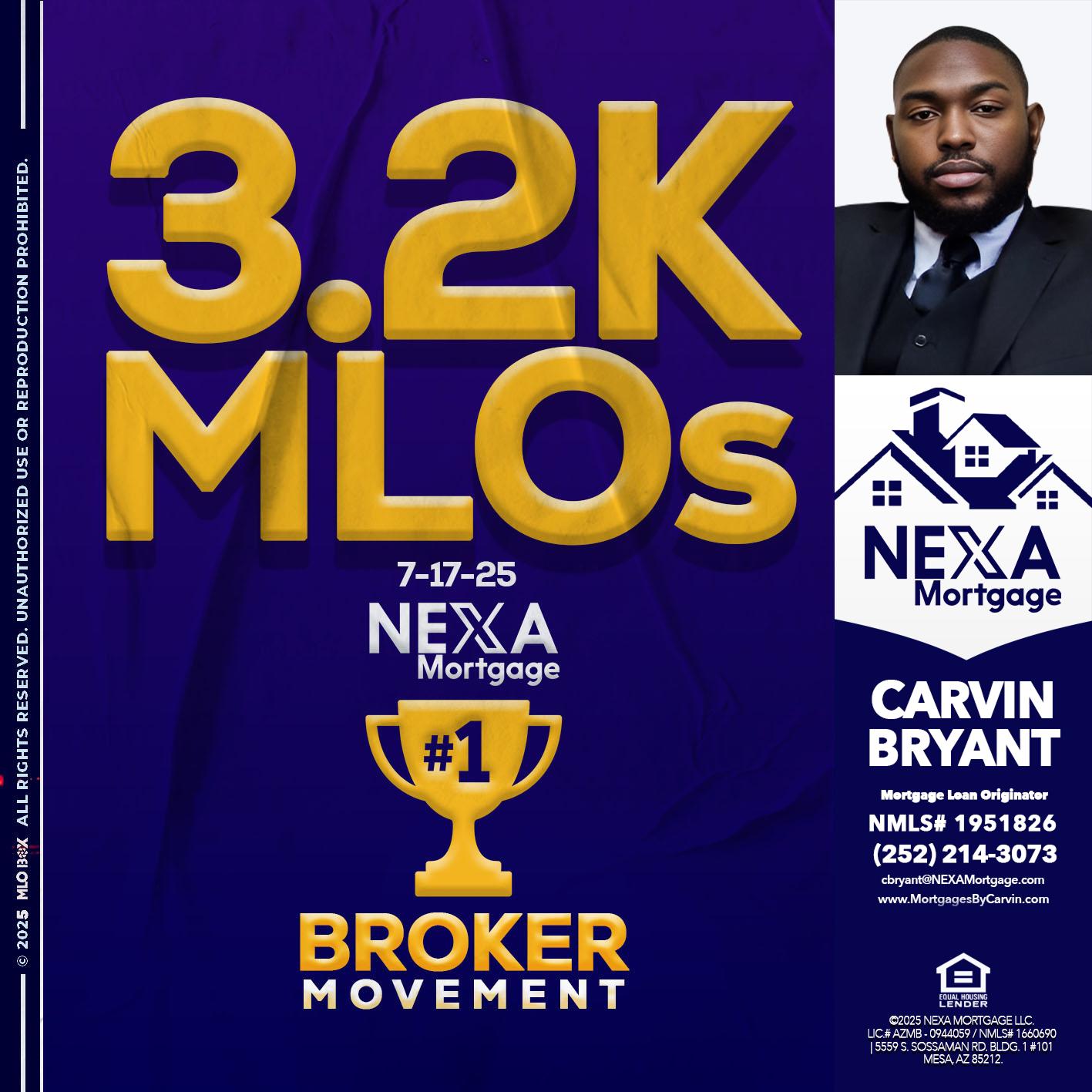 3.2K MLOs - Carvin Bryant -Mortgage Loan Originator