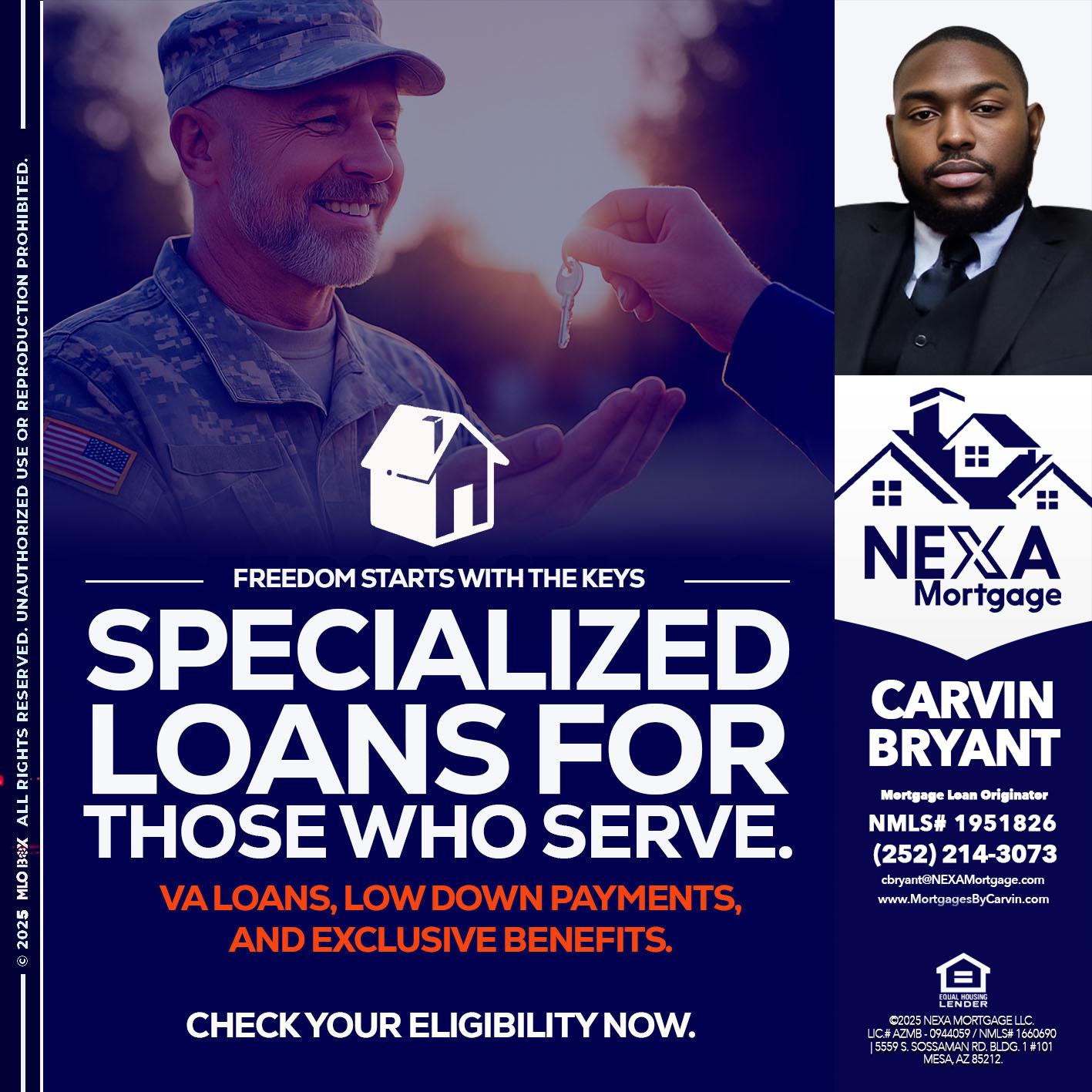 SPECIALIZED LOANS - Carvin Bryant -Mortgage Loan Originator