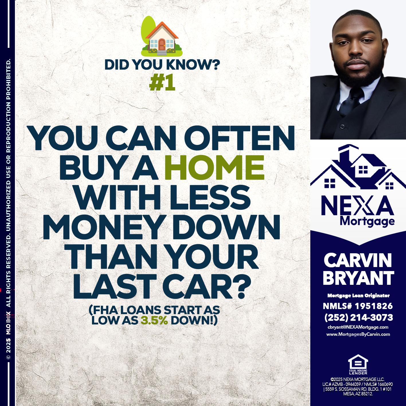 DID YOU KNOW #1 - Carvin Bryant -Mortgage Loan Originator