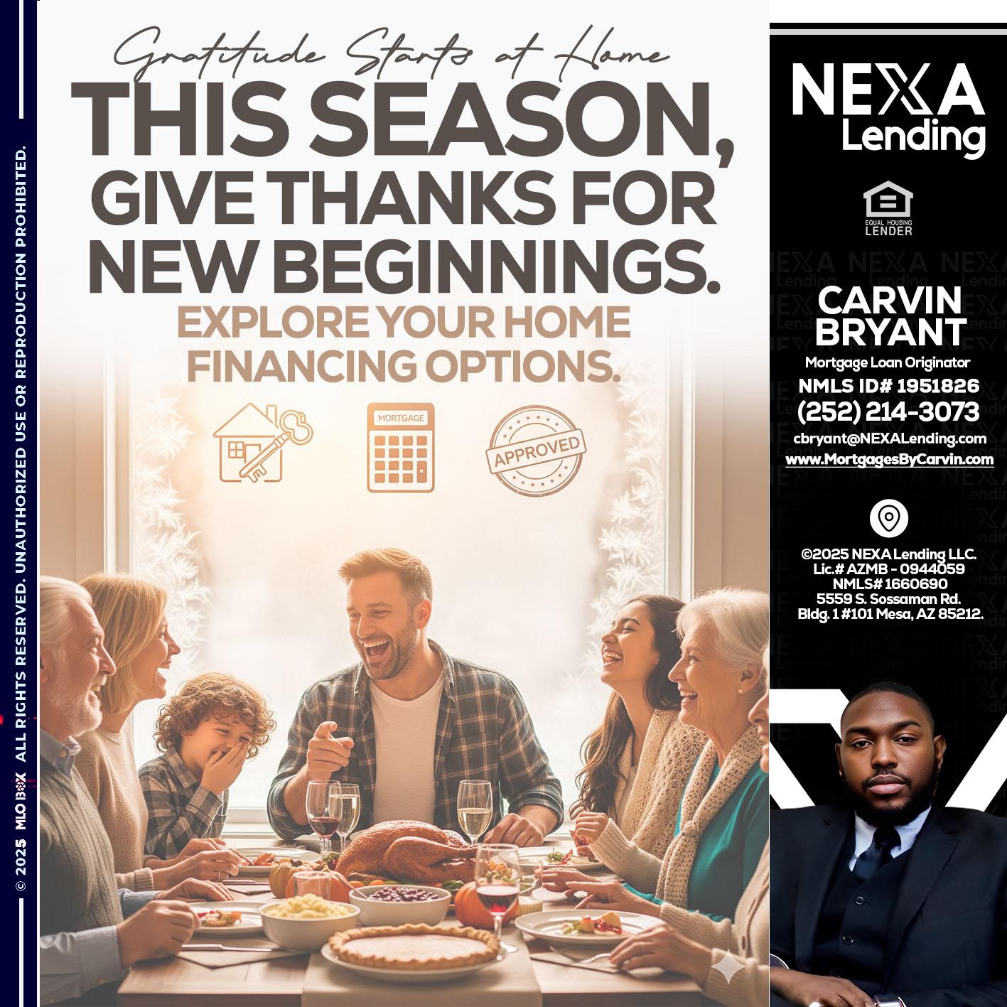 THIS SEASON - Carvin Bryant -Mortgage Loan Originator