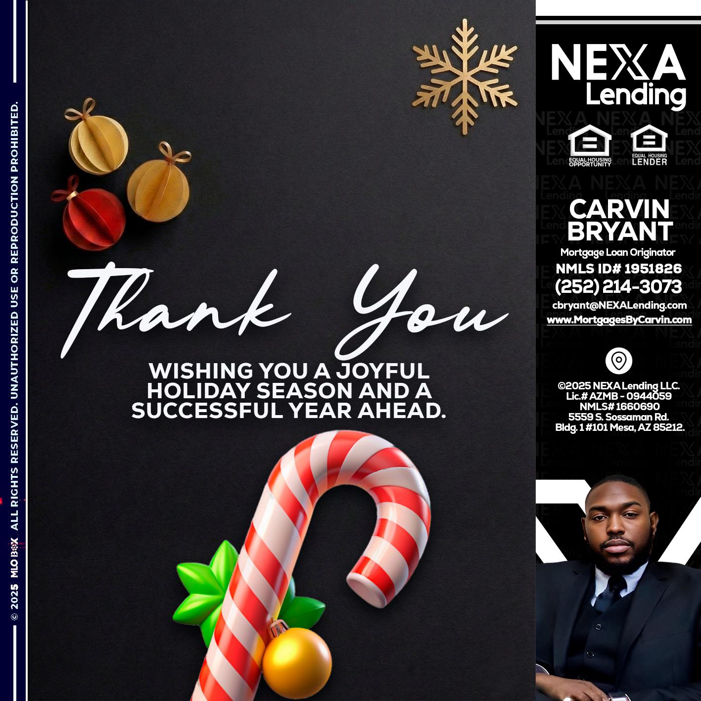 THANK YOU - Carvin Bryant -Mortgage Loan Originator
