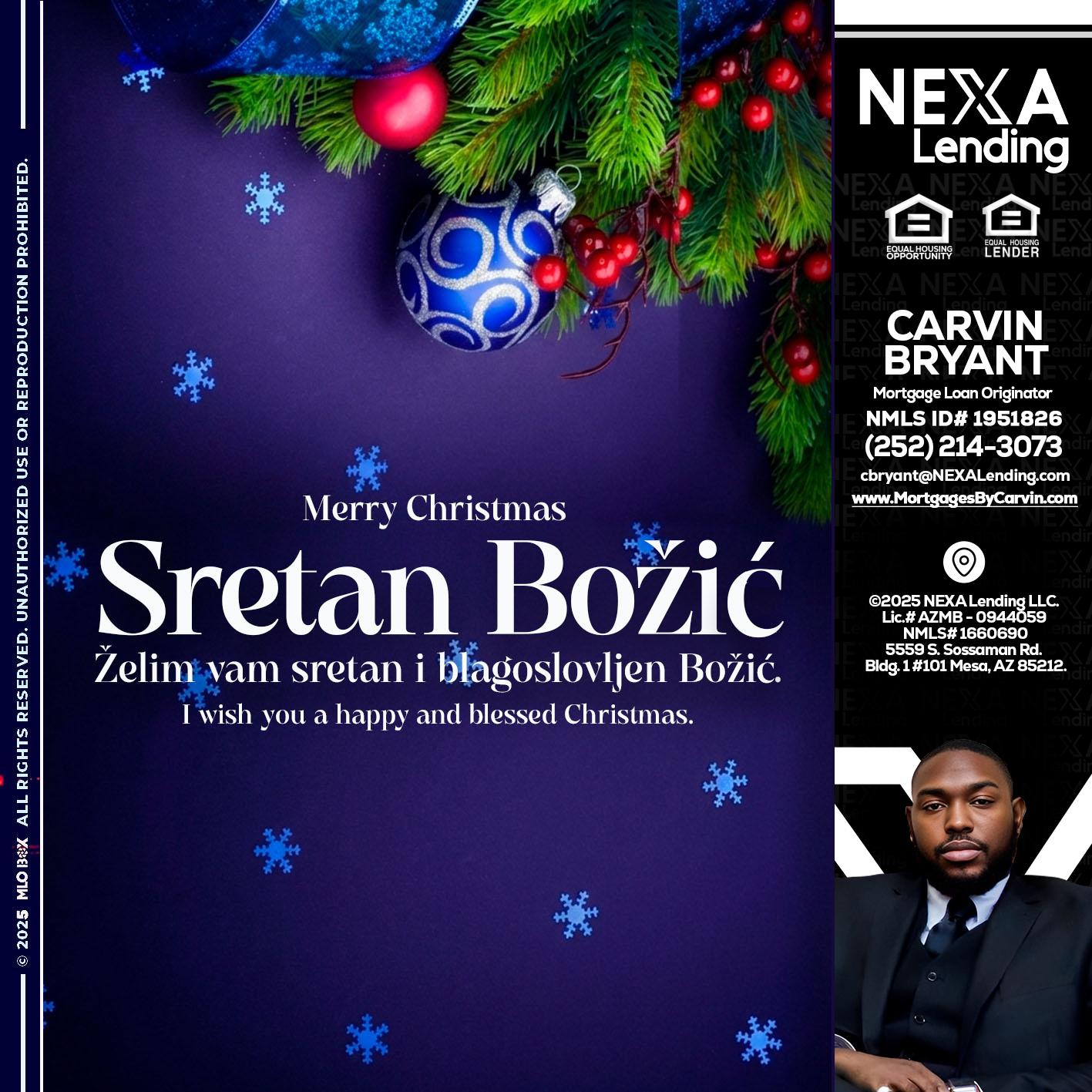 Sretan Božić - Carvin Bryant -Mortgage Loan Originator