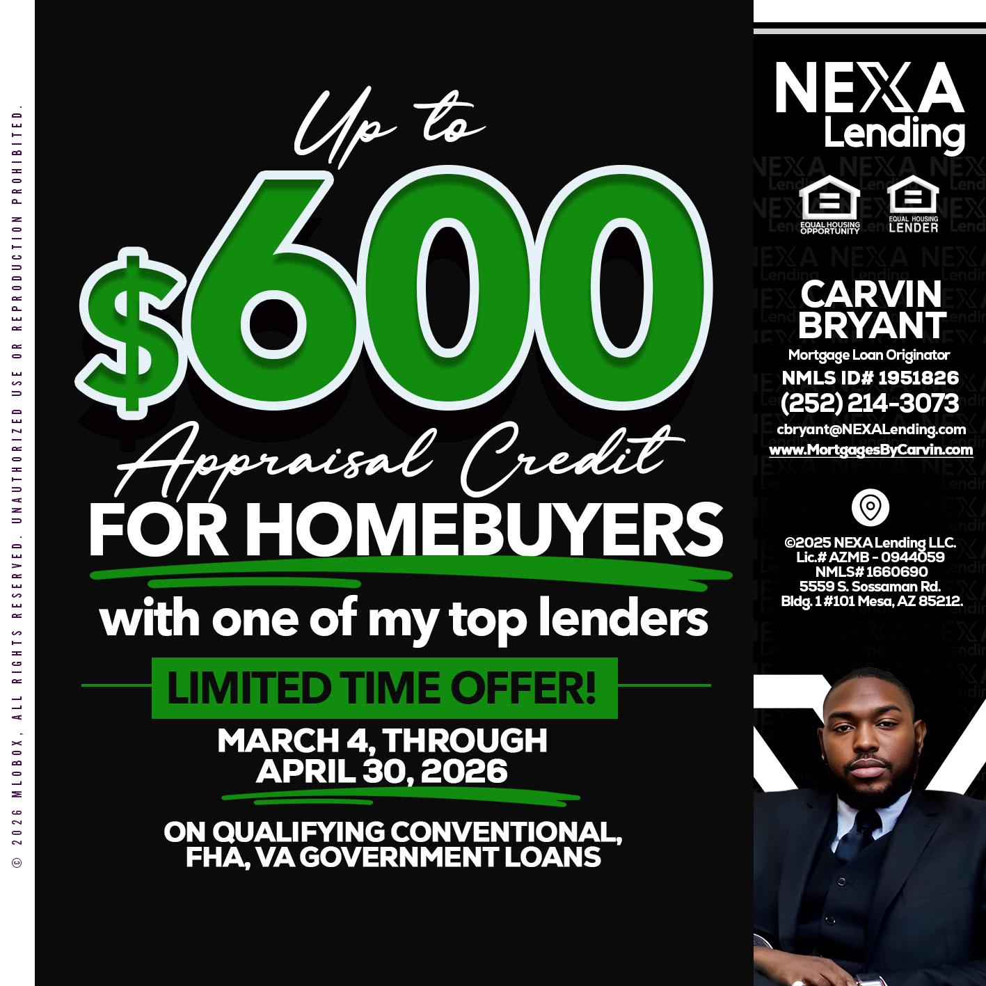 UP TO 600 - Carvin Bryant -Mortgage Loan Originator