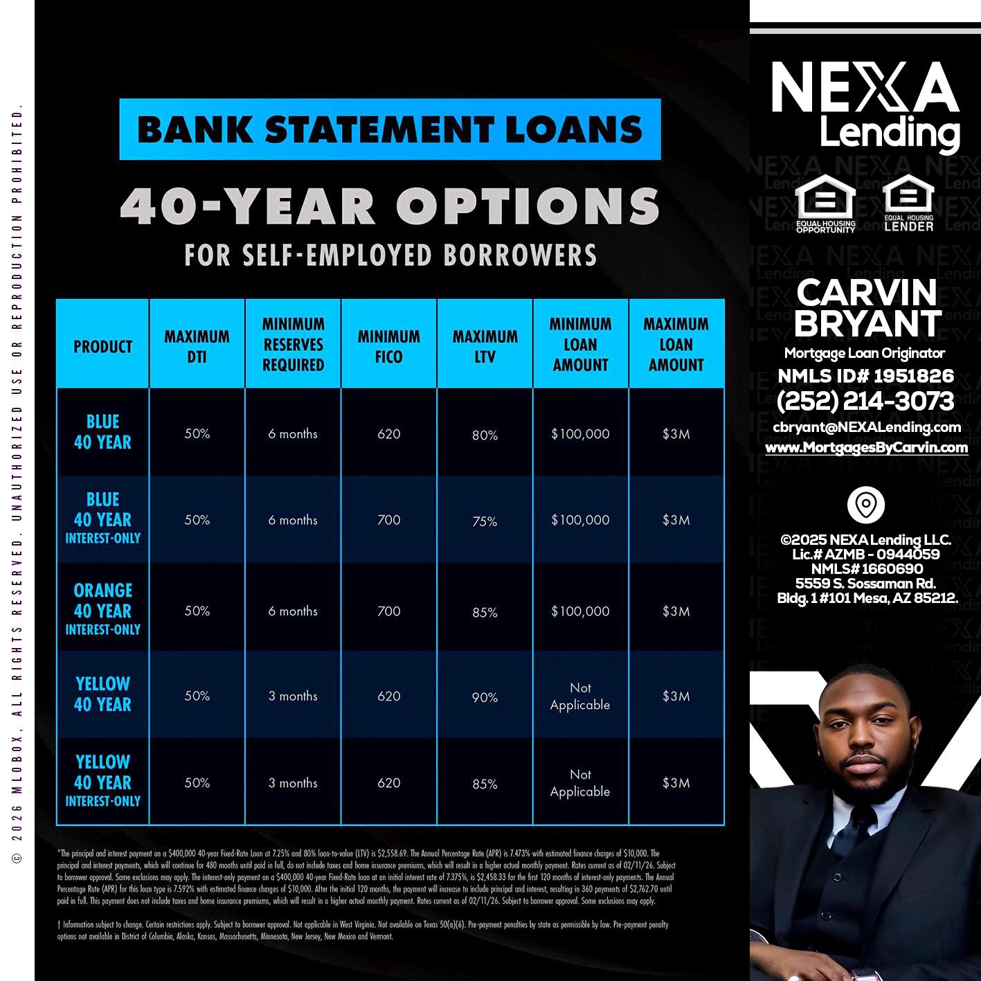 40 YR. OPTIONS - Carvin Bryant -Mortgage Loan Originator