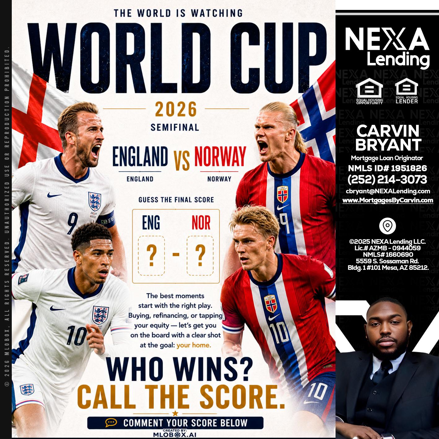 WORLD CUP 2026 - Carvin Bryant -Mortgage Loan Originator