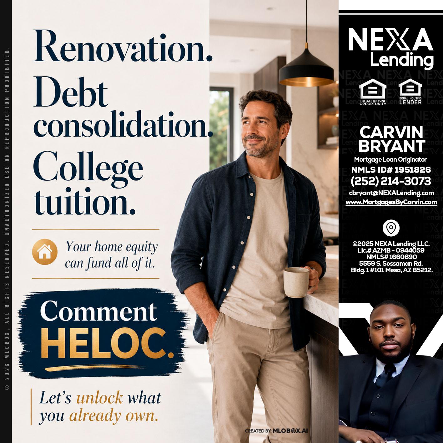 RENOVATION DEBT - Carvin Bryant -Mortgage Loan Originator