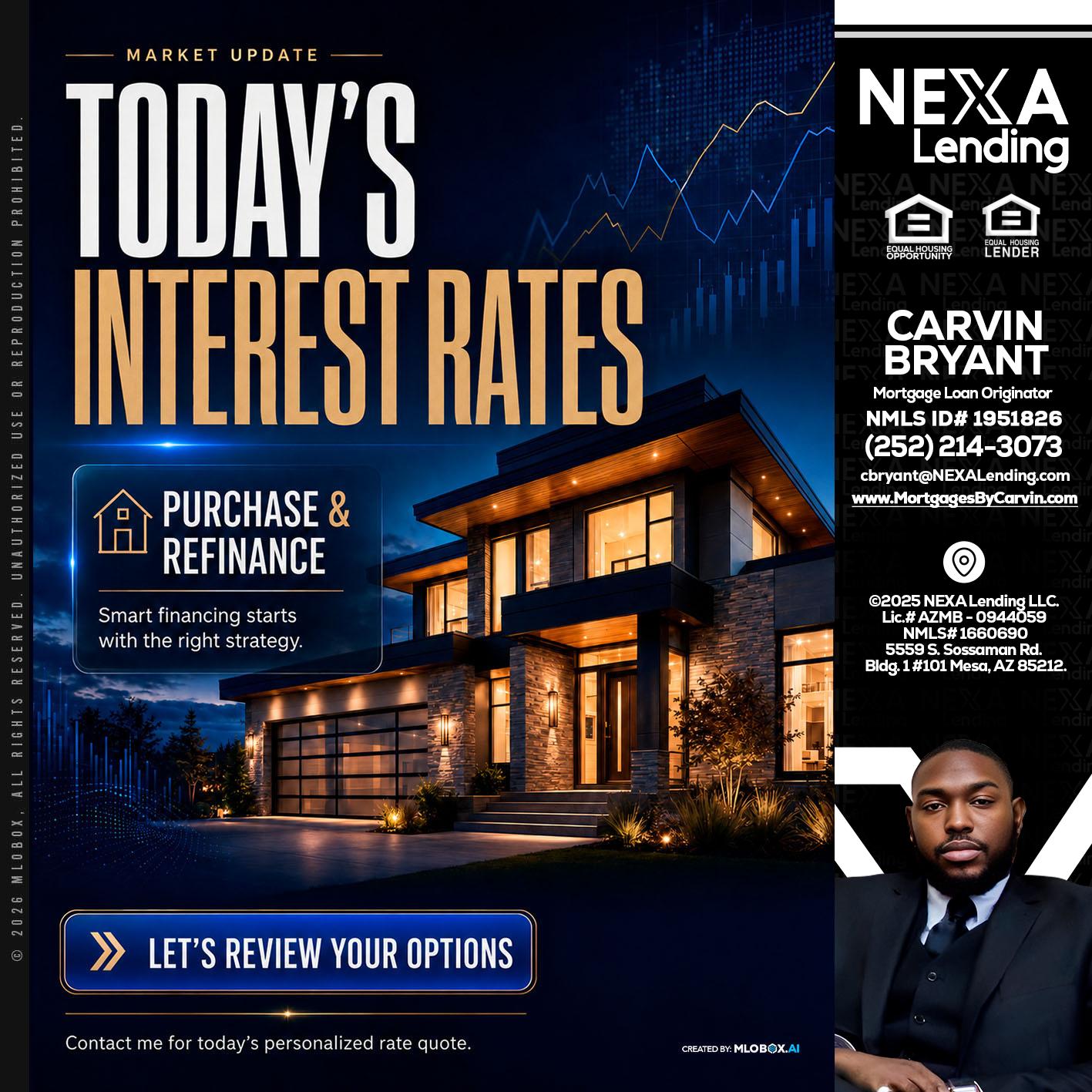 TODAYS RATES - Carvin Bryant -Mortgage Loan Originator