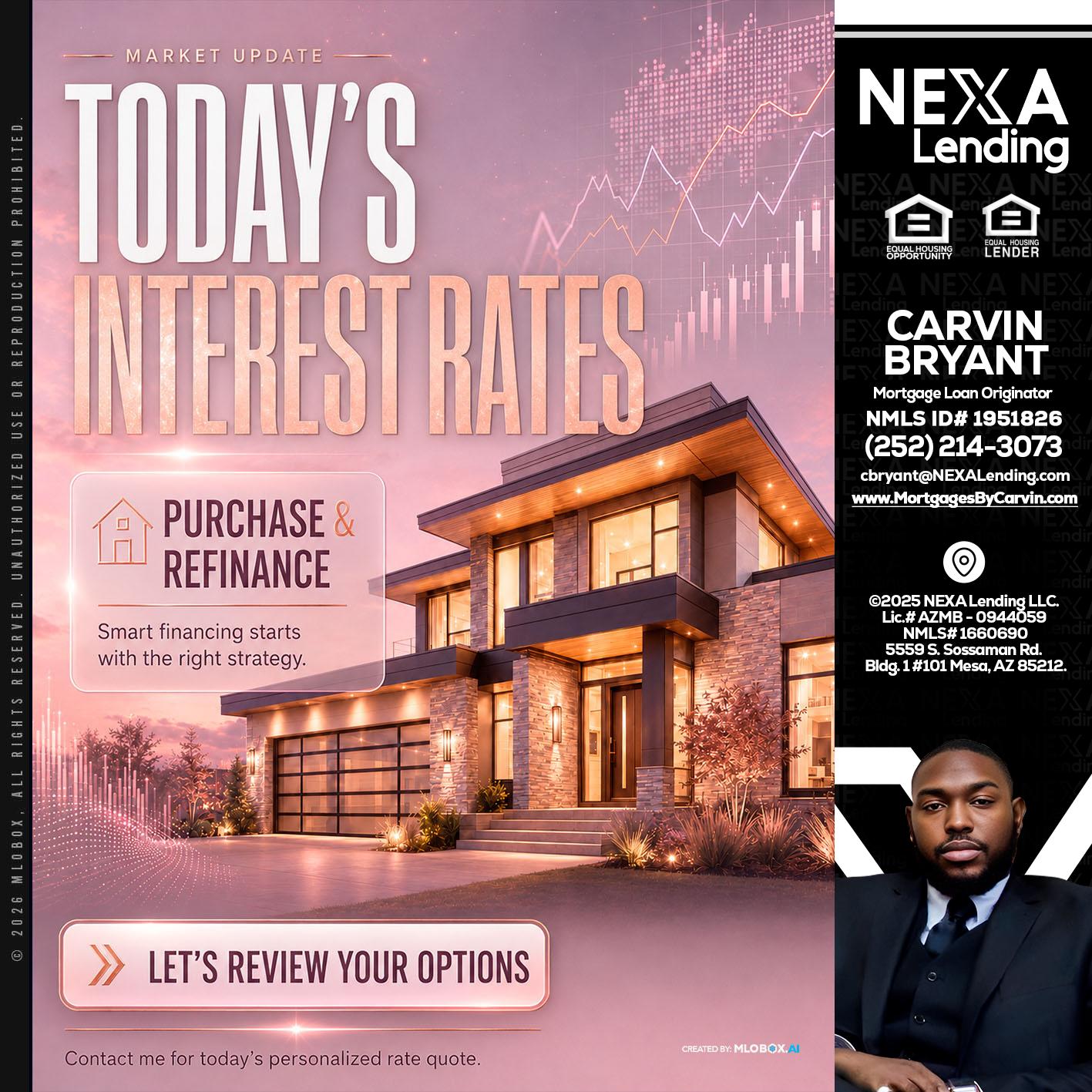 todays interest rates - Carvin Bryant -Mortgage Loan Originator