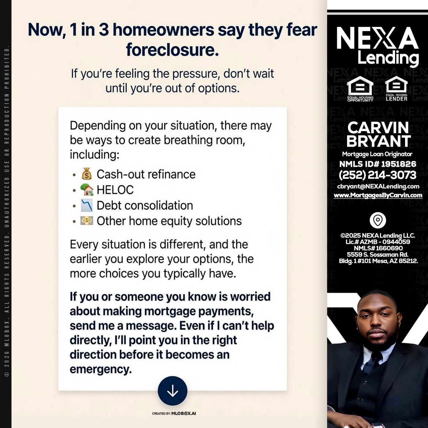 NOW, 1 IN 3 - Carvin Bryant -Mortgage Loan Originator